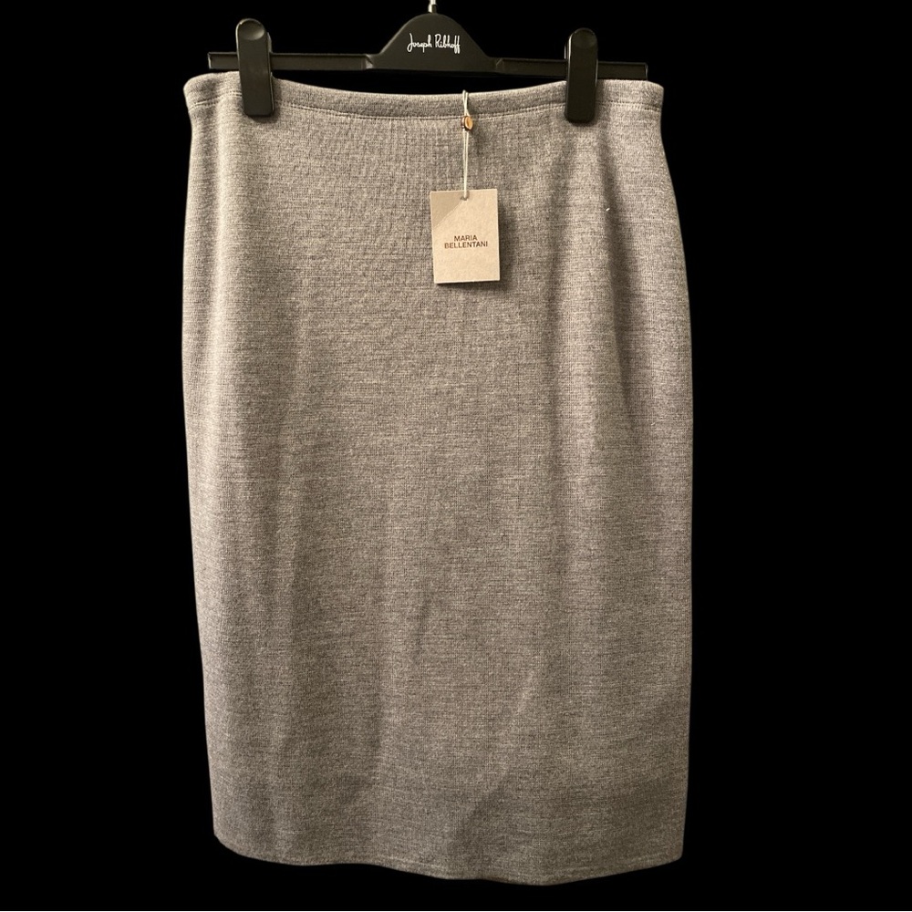 Maria Bellentani Gray Lined Wool blend Pull-on skirt Size XL BNWT
